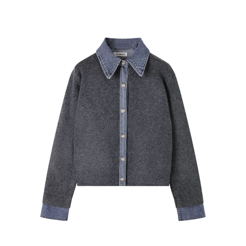 Cardigan Basic Kerah Jeans