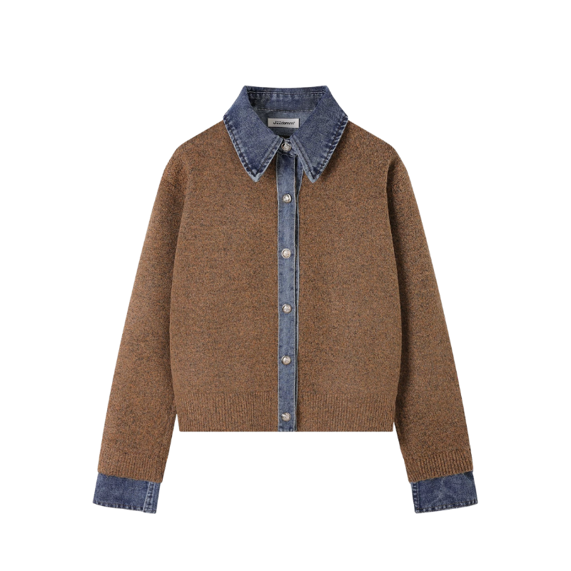 Cardigan Basic Kerah Jeans