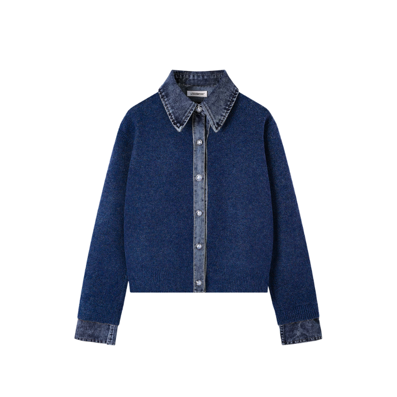 Cardigan Basic Kerah Jeans