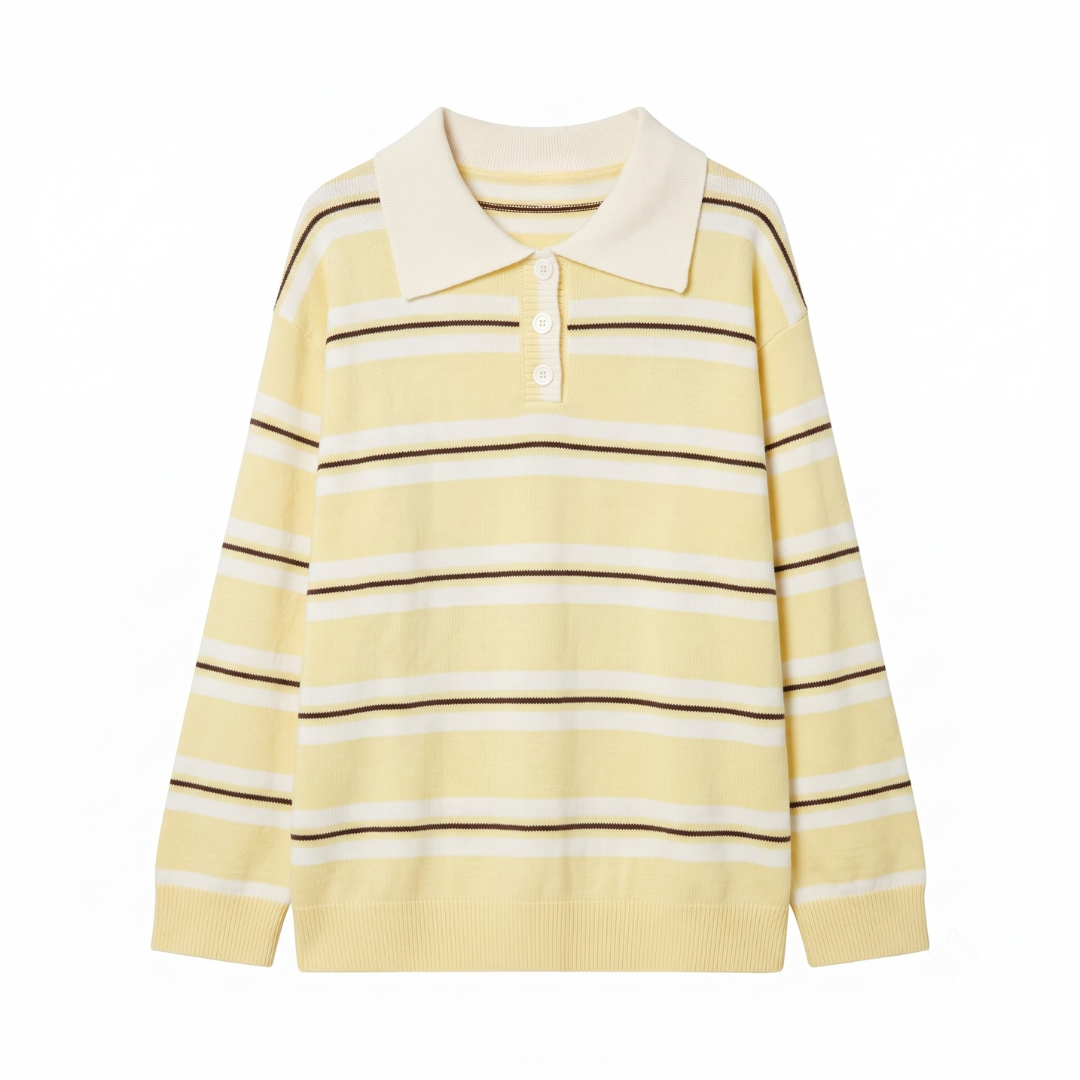 Sweater Polo Stripe Top Knit