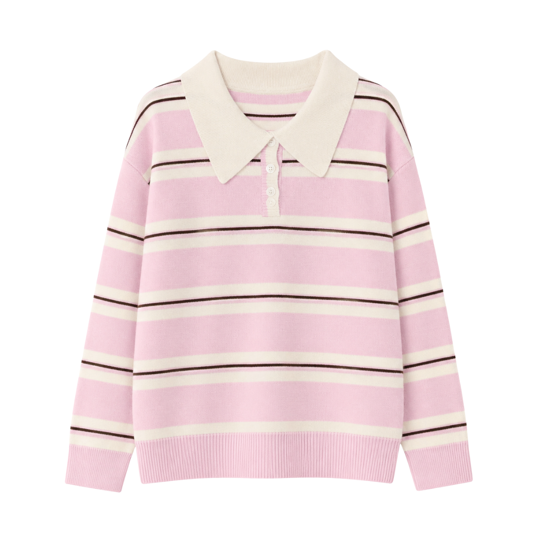 Sweater Polo Stripe Top Knit