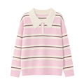 Sweater Polo Stripe Top Knit