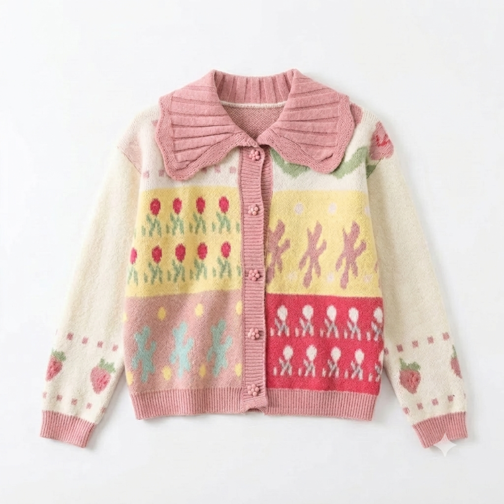 Cardigan Motif Stoberi Pita