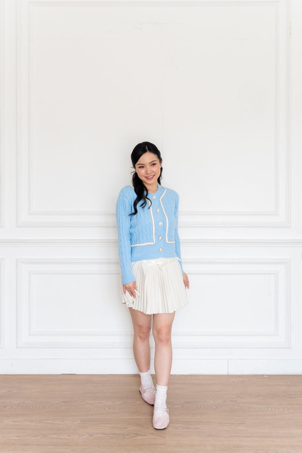 Cardigan Basic Cable Mutiara