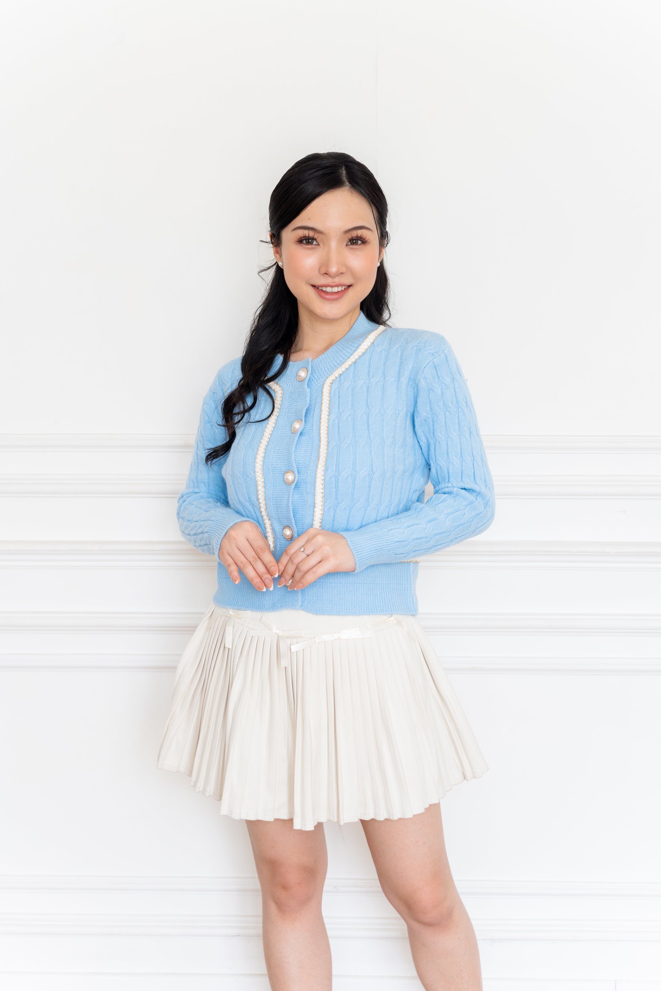Cardigan Basic Cable Mutiara