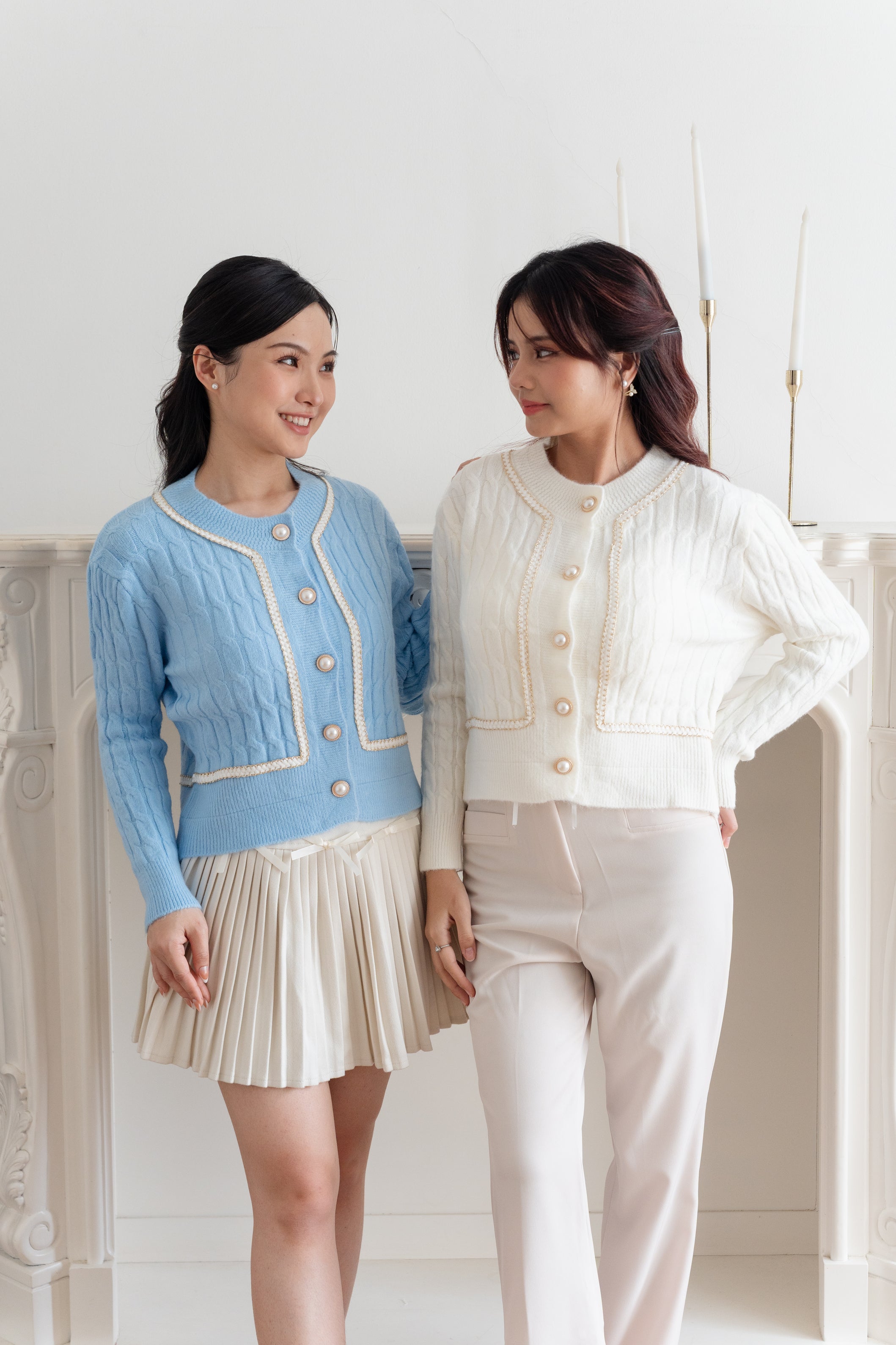 Cardigan Basic Cable Mutiara