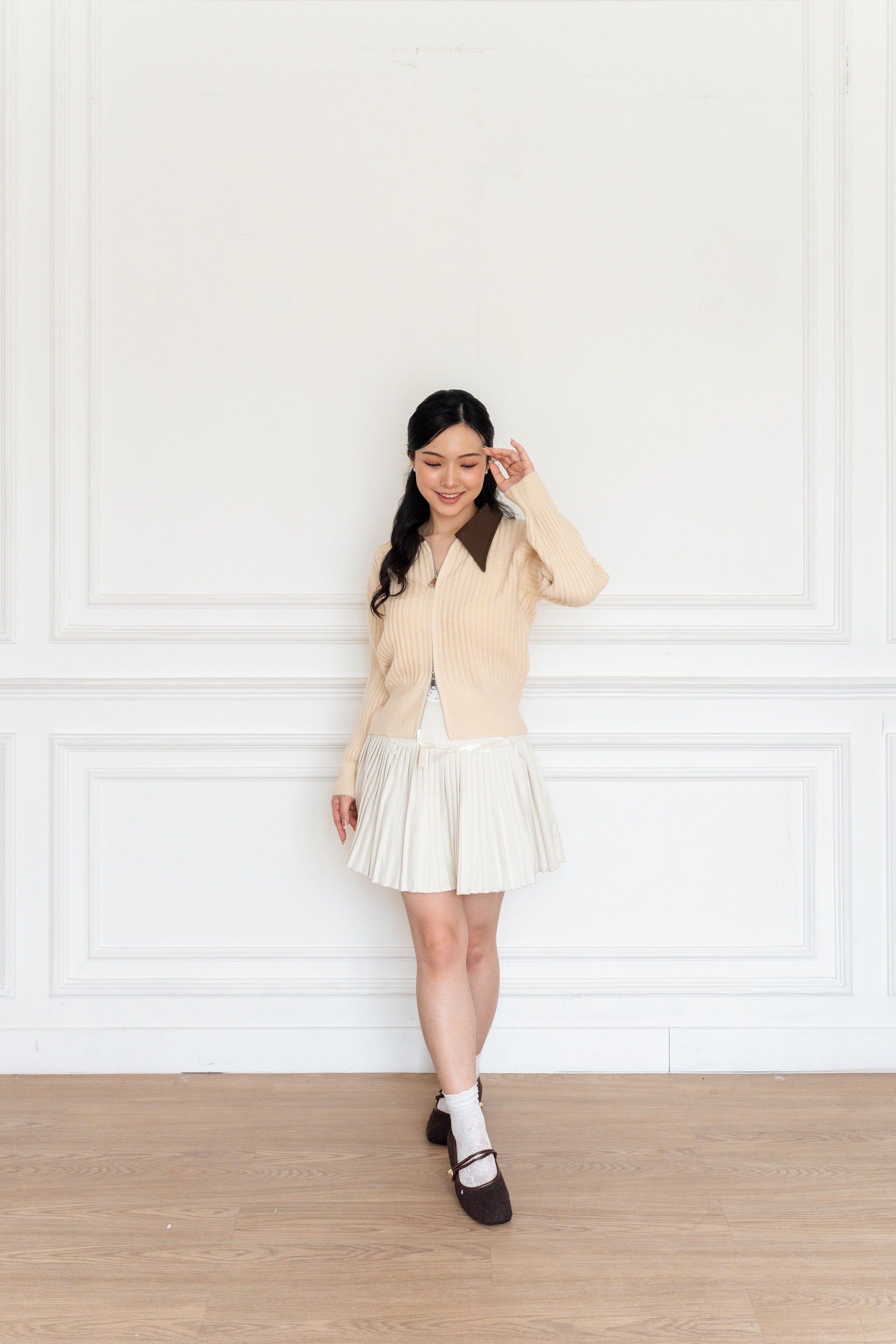 Cardigan Basic Zipper Leather