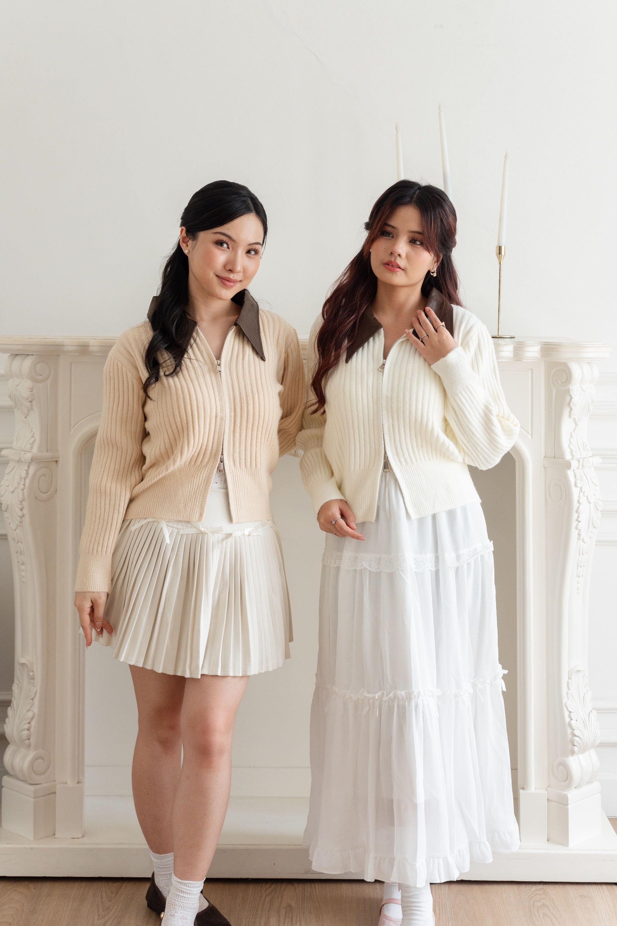 Cardigan Basic Zipper Leather