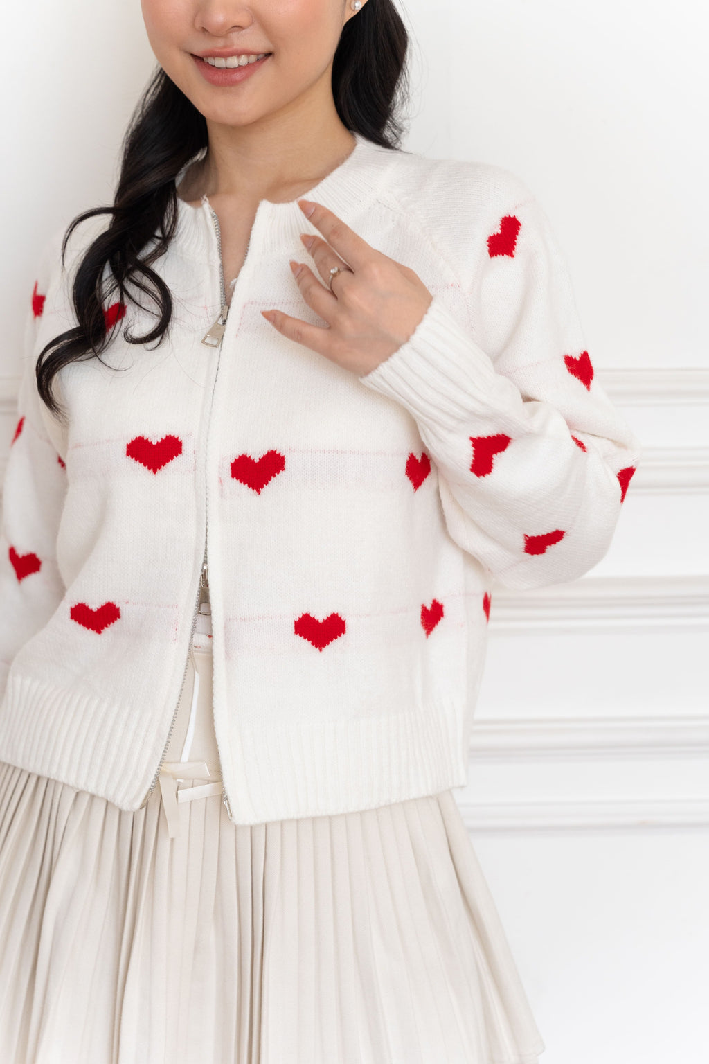 Cardigan Motif Love Zipper