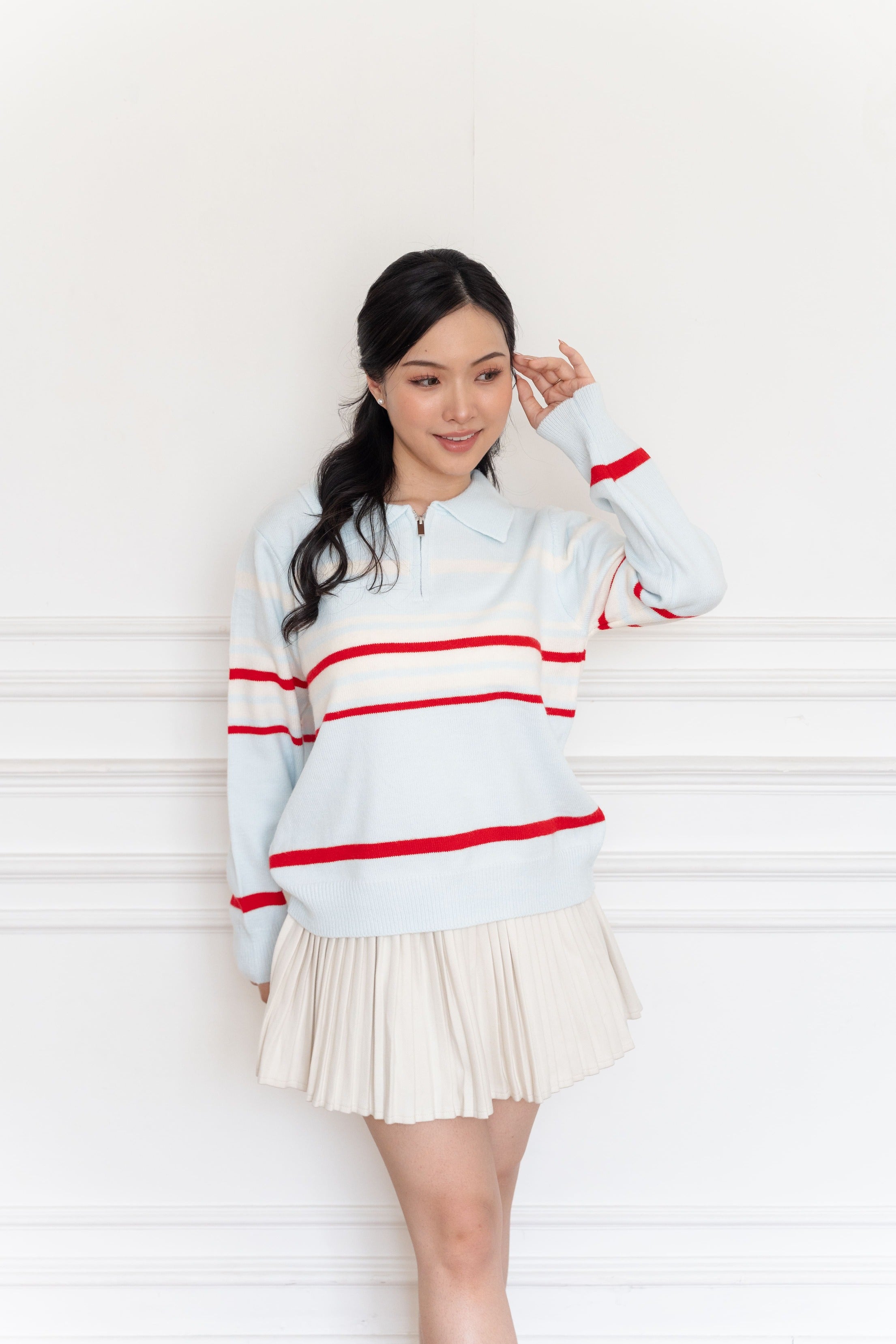 Cardigan Basic Stripe Zipper