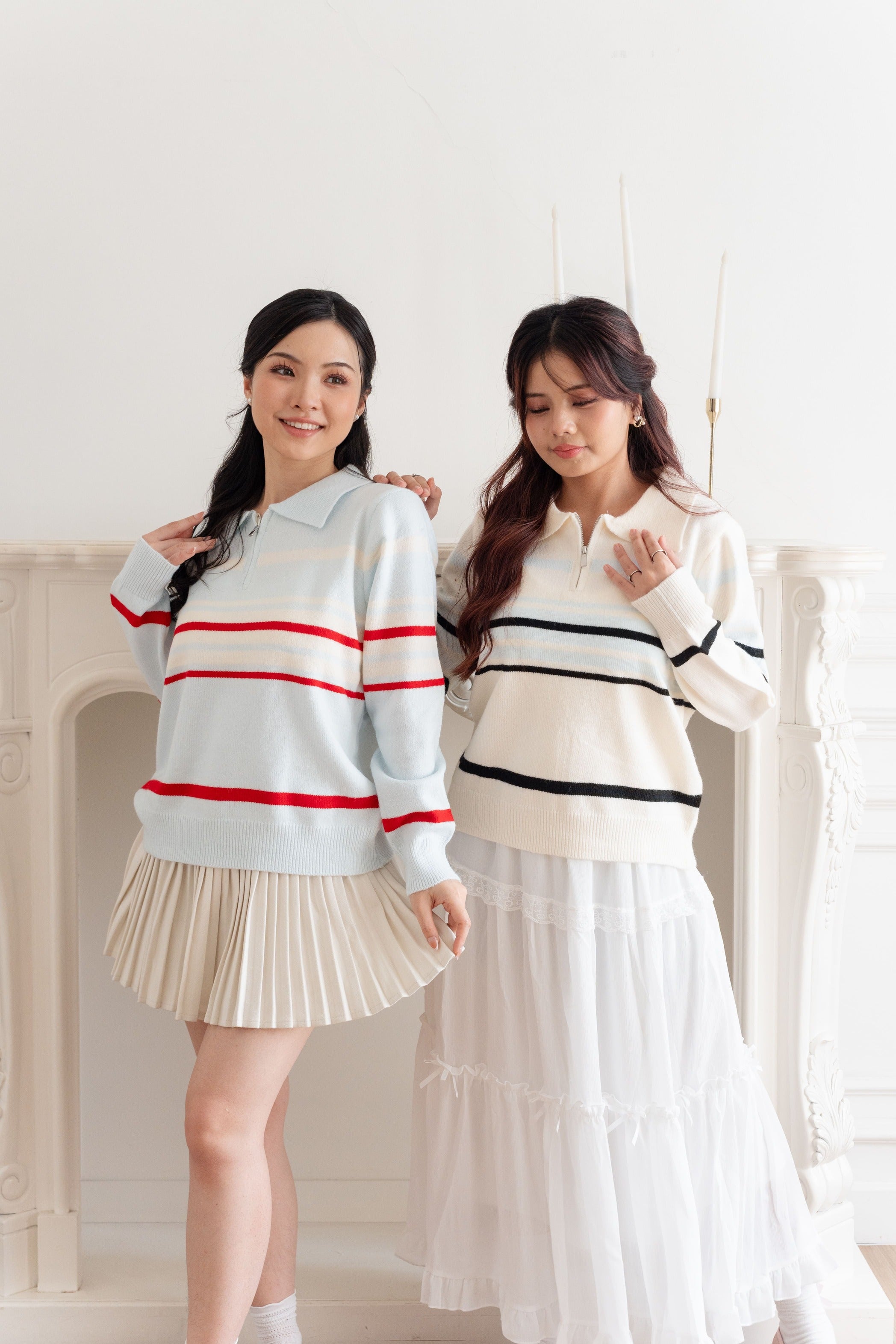 Cardigan Basic Stripe Zipper