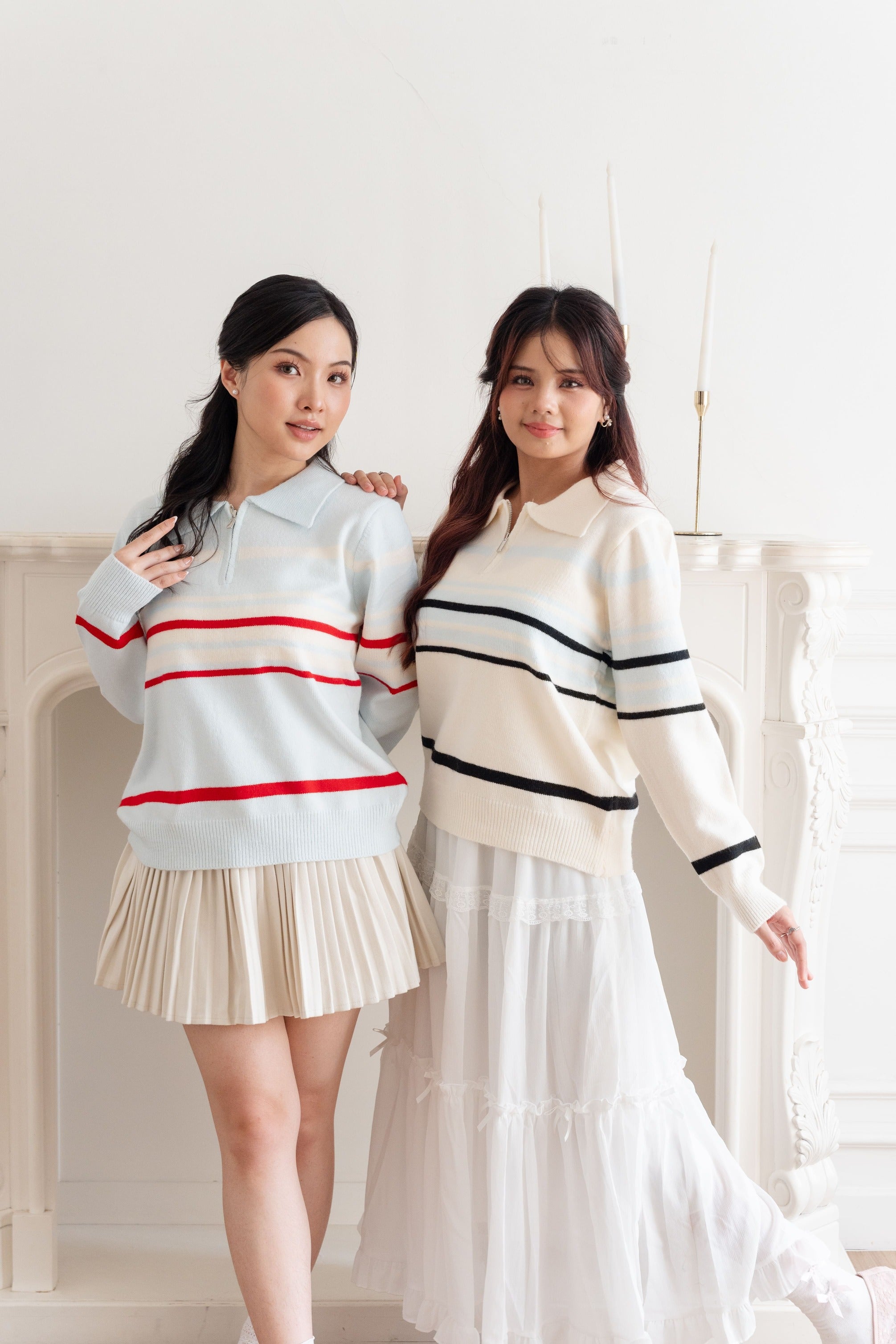 Cardigan Basic Stripe Zipper