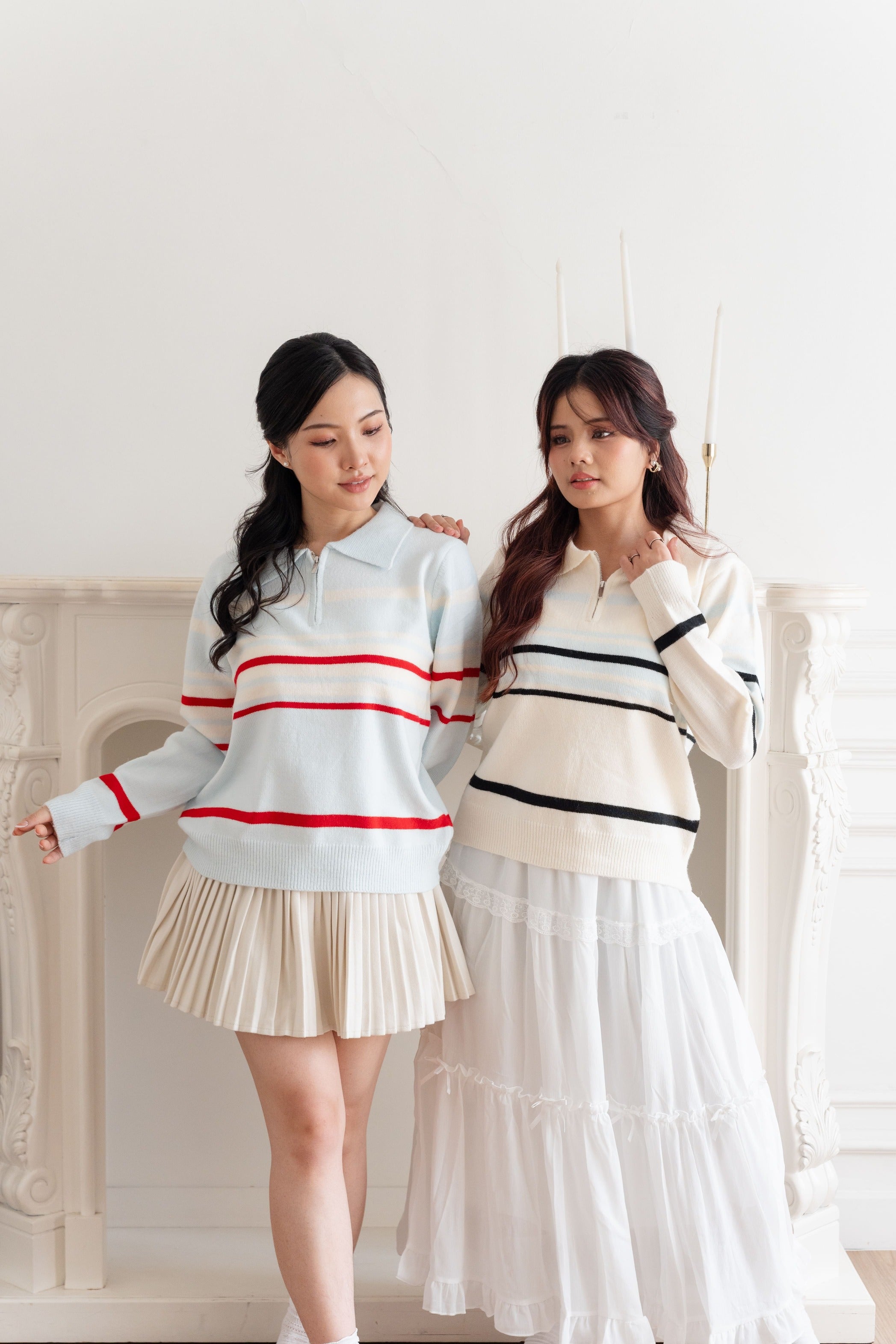 Cardigan Basic Stripe Zipper