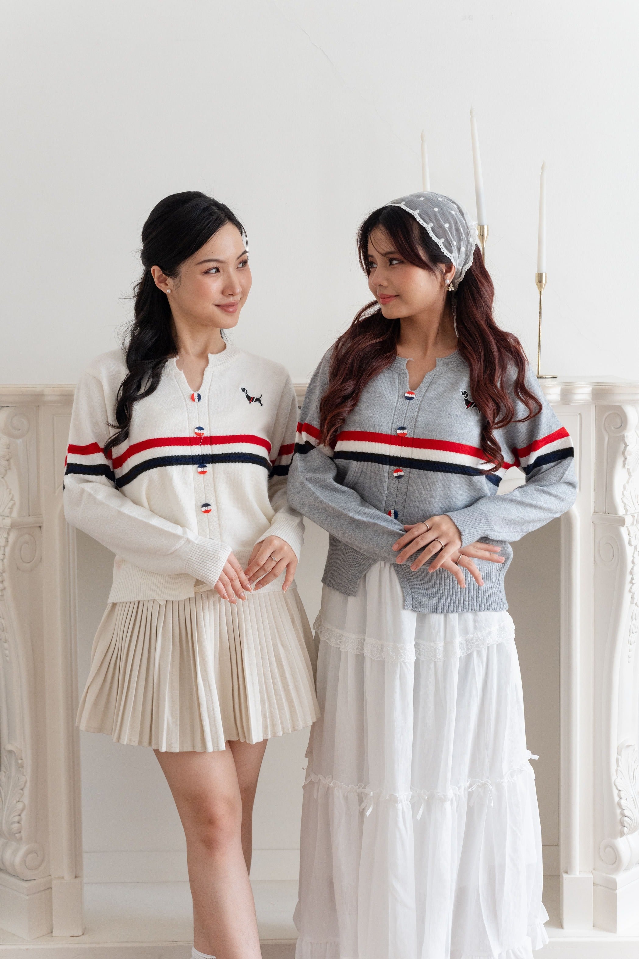 Cardigan Motif Puppy Stripe