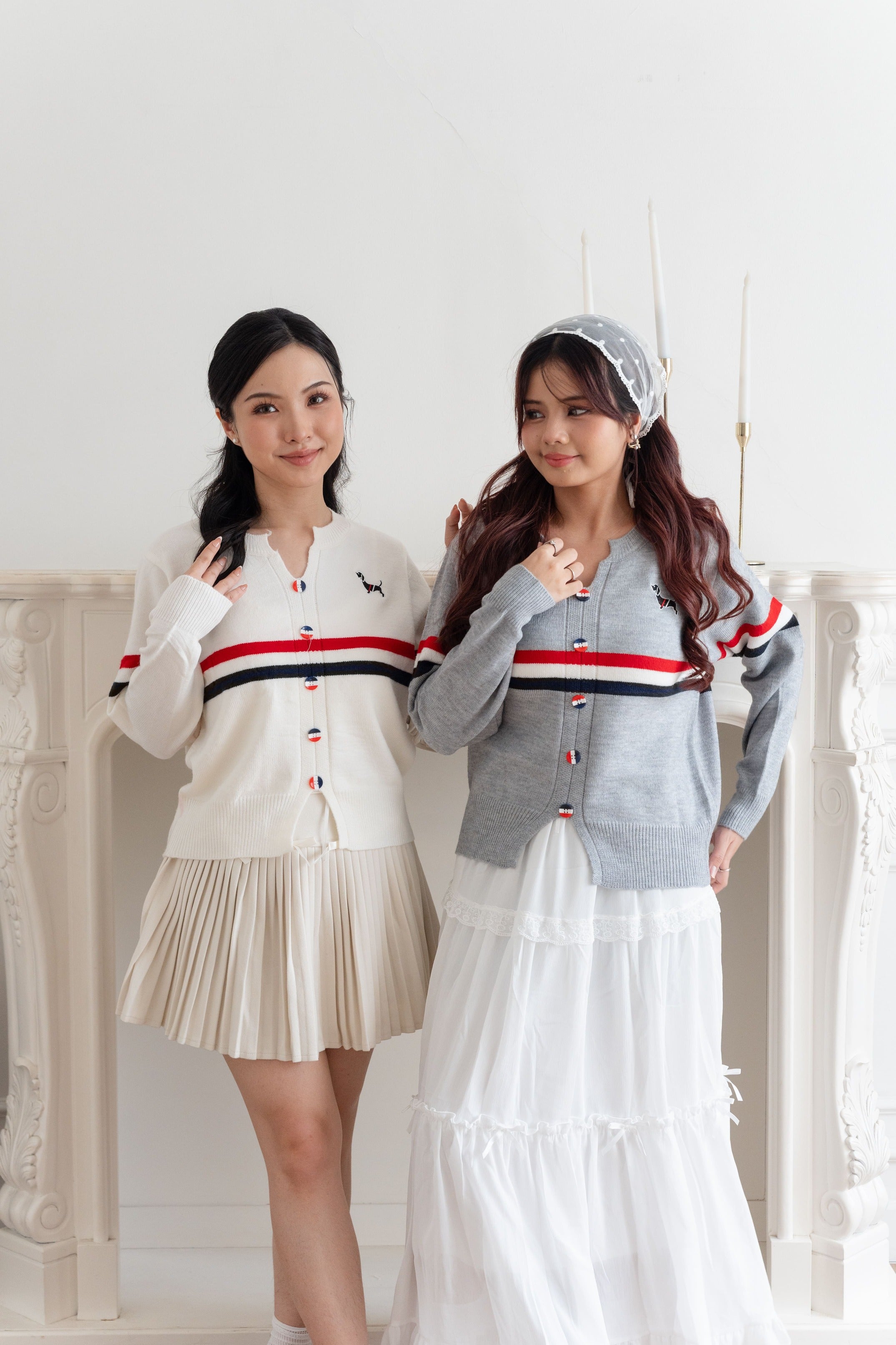Cardigan Motif Puppy Stripe