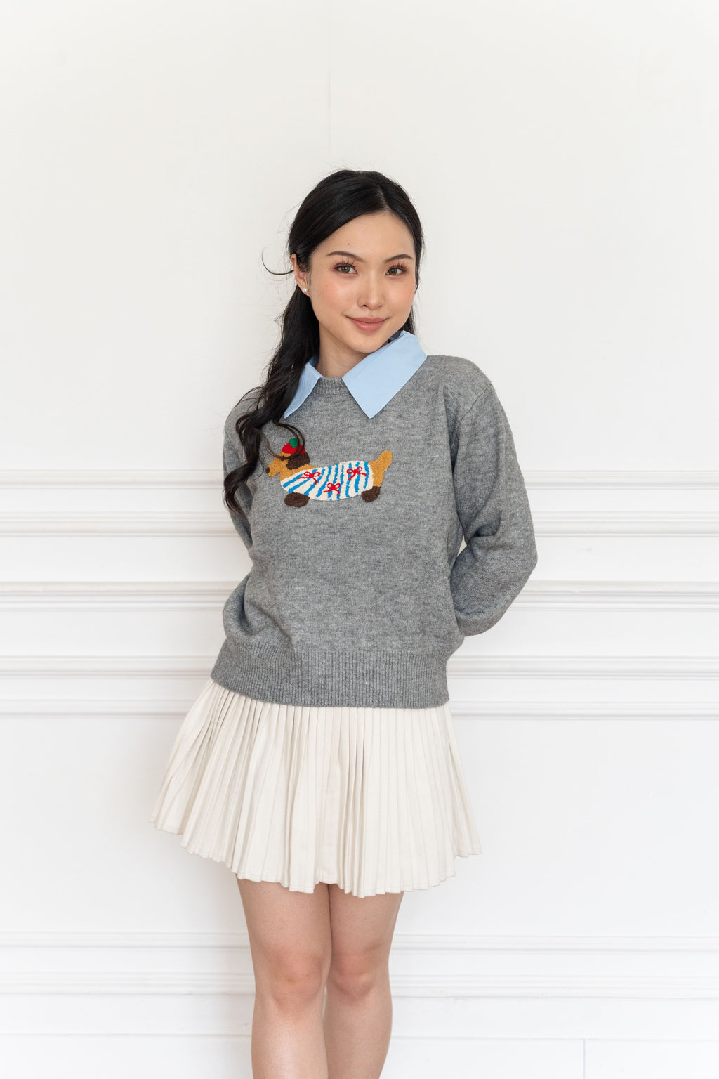 Sweater Motif Puppy Abu