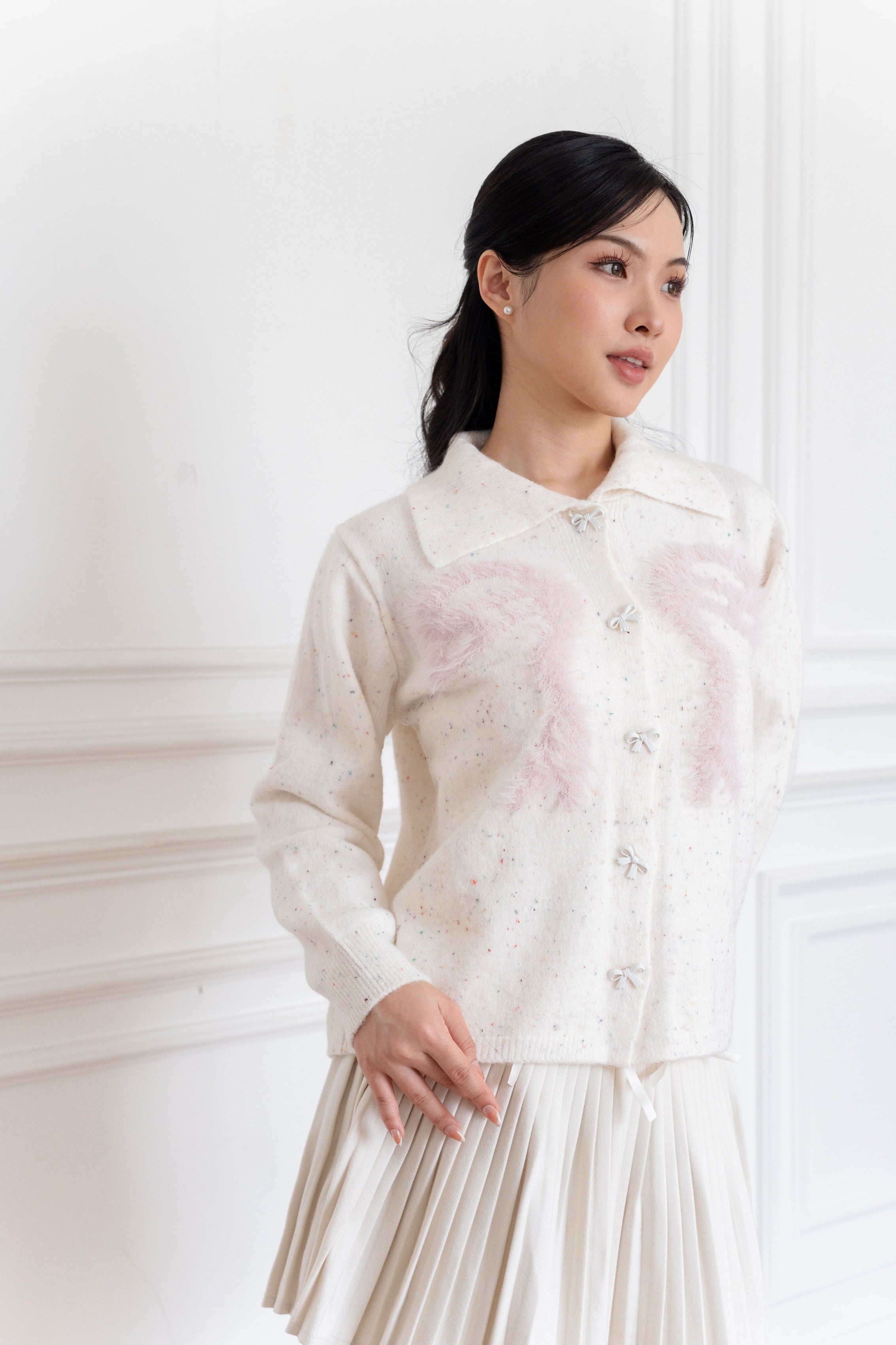 Cardigan Model Bulu Pita