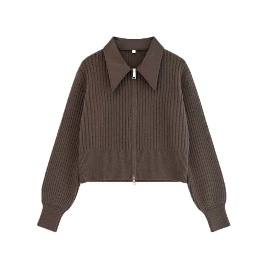 Cardigan Basic Zipper Leather