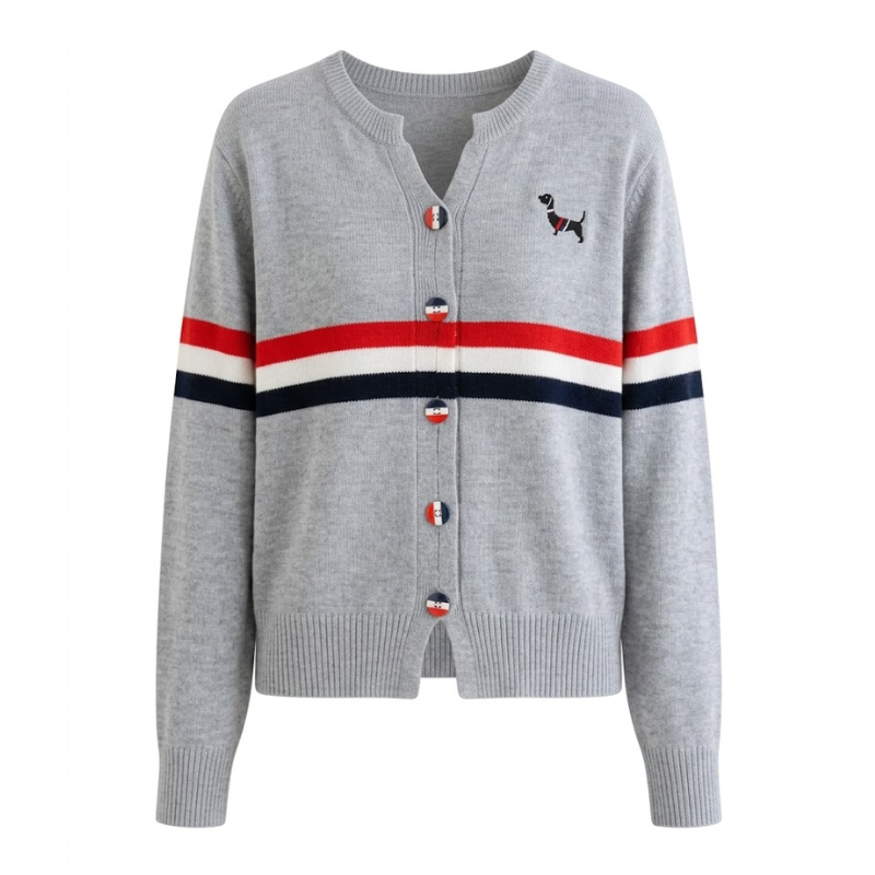 Cardigan Motif Puppy Stripe