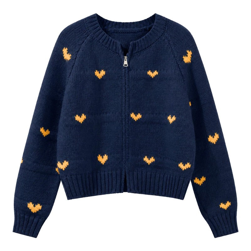 Cardigan Motif Love Zipper