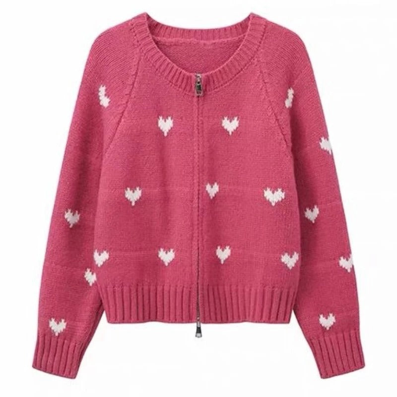 Cardigan Motif Love Zipper