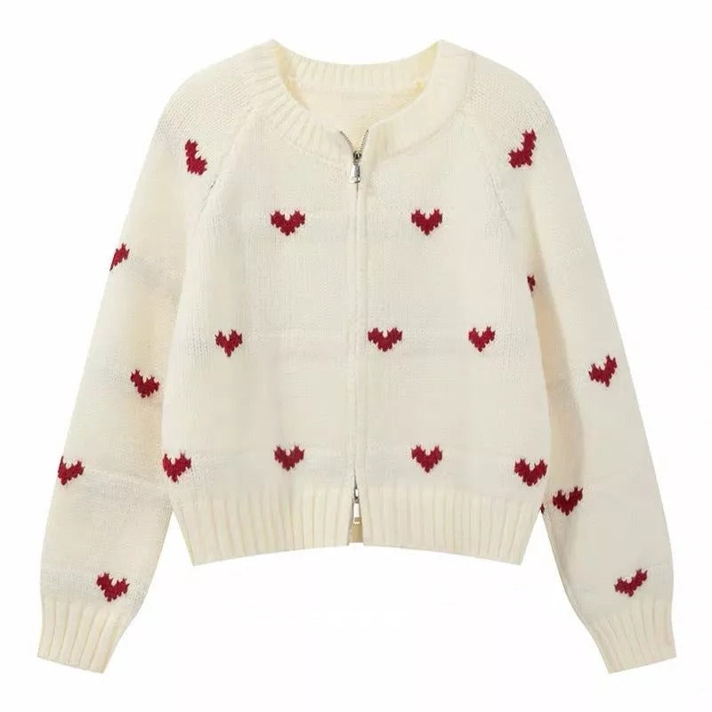 Cardigan Motif Love Zipper