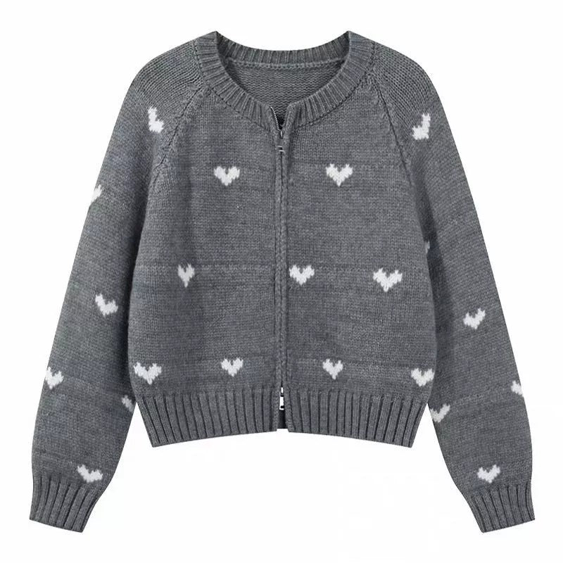 Cardigan Motif Love Zipper