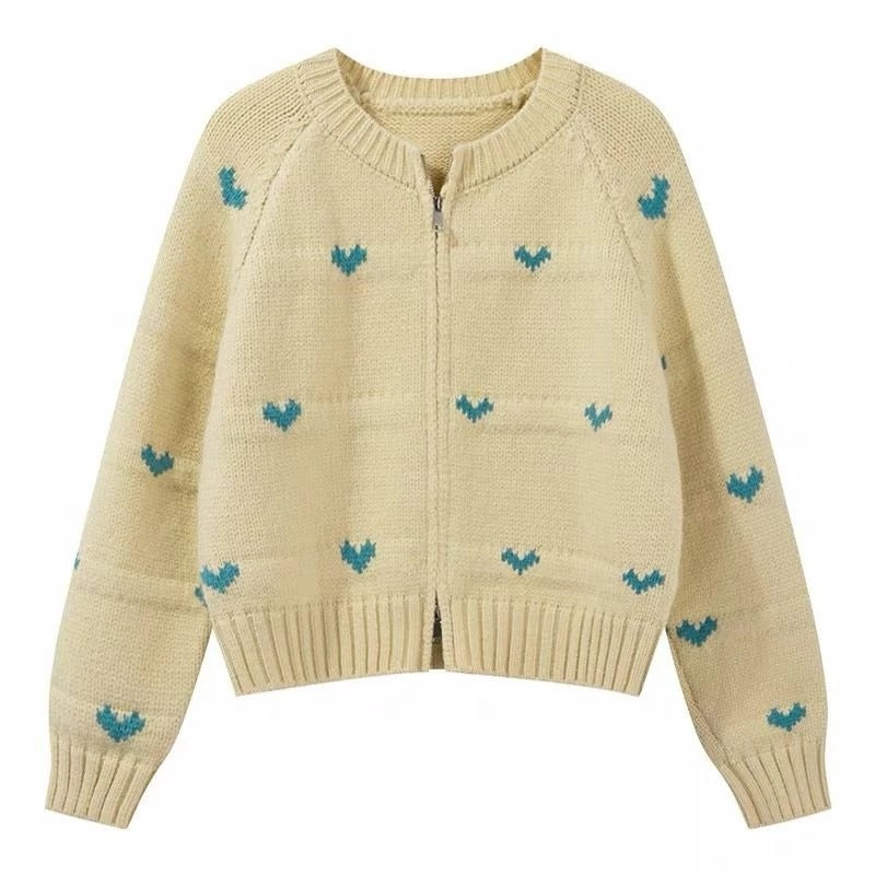 Cardigan Motif Love Zipper