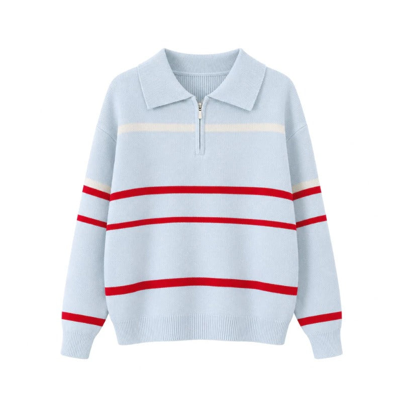 Cardigan Basic Stripe Zipper