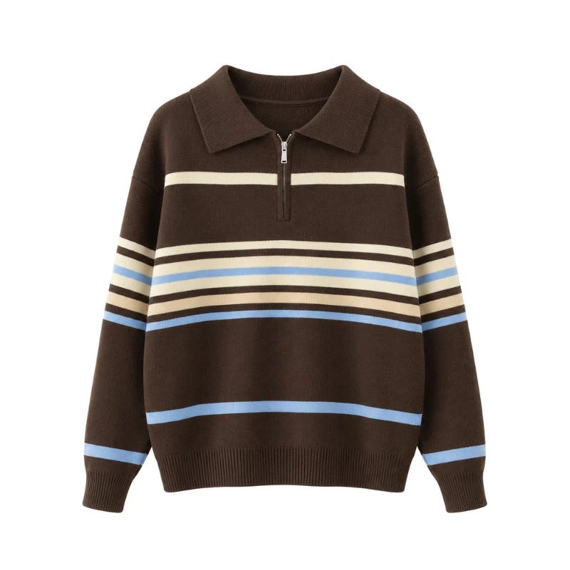 Cardigan Basic Stripe Zipper