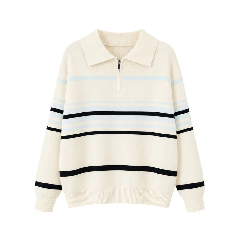 Cardigan Basic Stripe Zipper