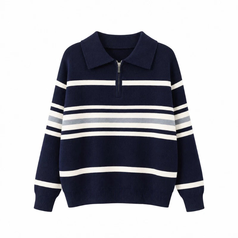 Cardigan Basic Stripe Zipper