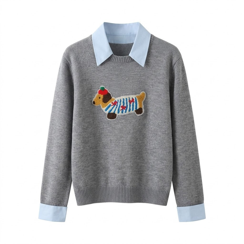 Sweater Motif Puppy Abu