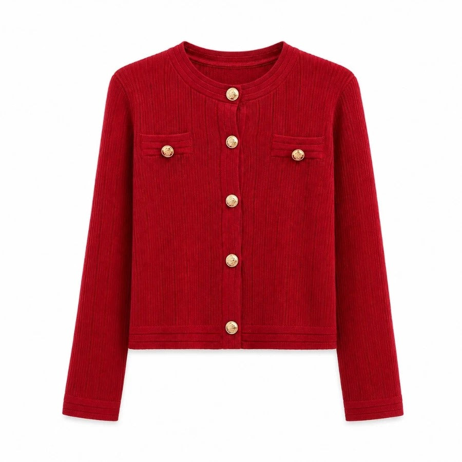Cardigan Model Simple Gold Button