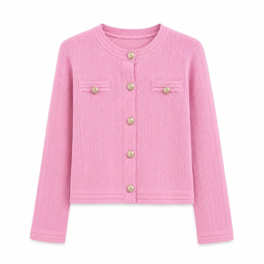 Cardigan Model Simple Gold Button